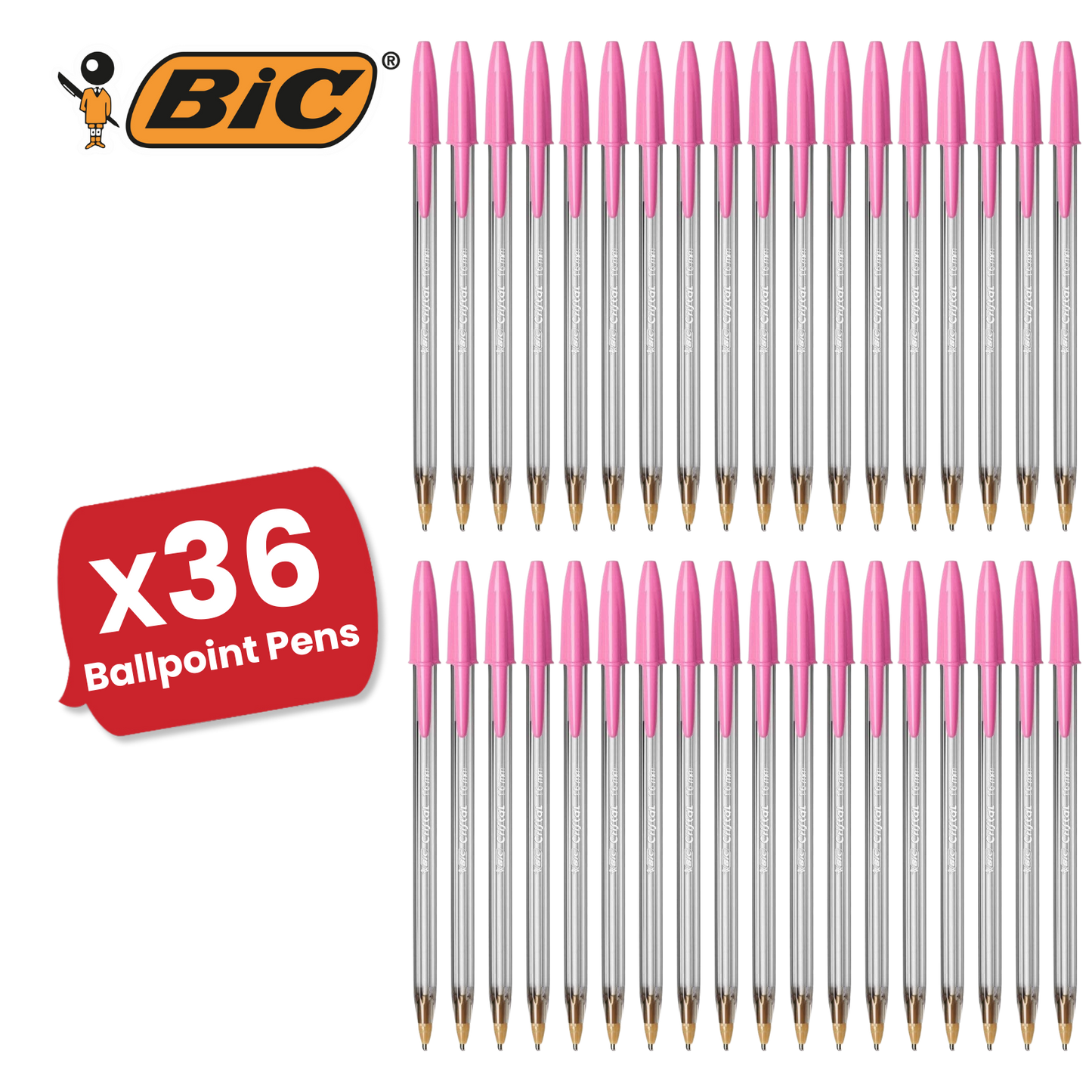 BIC Cristal Ballpoint 1.6mm Medium Point Pen Smooth Writing & Stylish Pen - Pink