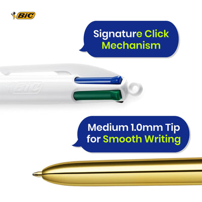 BIC 4 Colours Shine Pens Pack of 3 with 4 Ink Colours in One