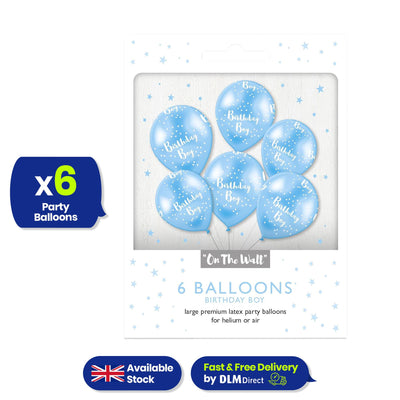 Birthday Boy Blue Latex Balloons Set of 6 for Kids & Adult Party Decor