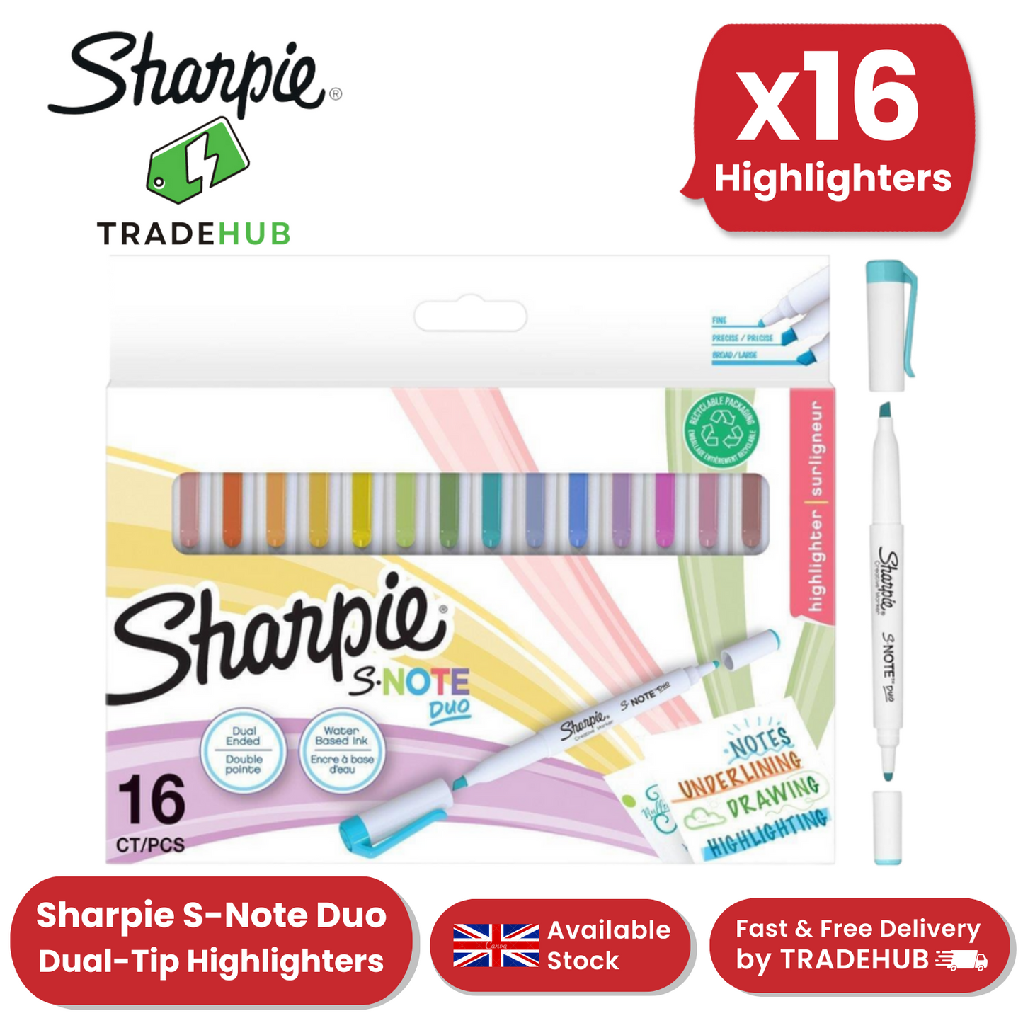 Sharpie S Note Duo Twin Tip Asst PK16