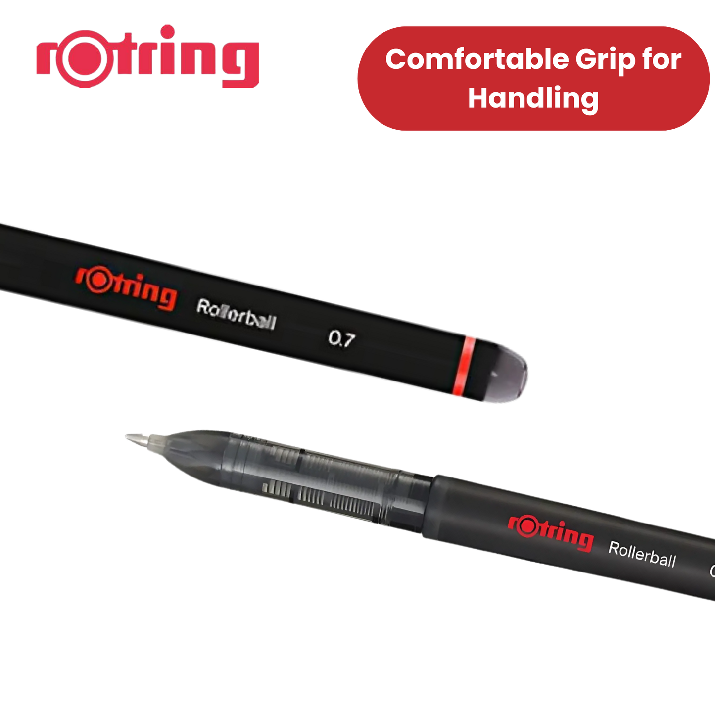 rOtring Rollerball Pen Fine Point 0.7mm - Black Ink, Smooth & Precise Writing