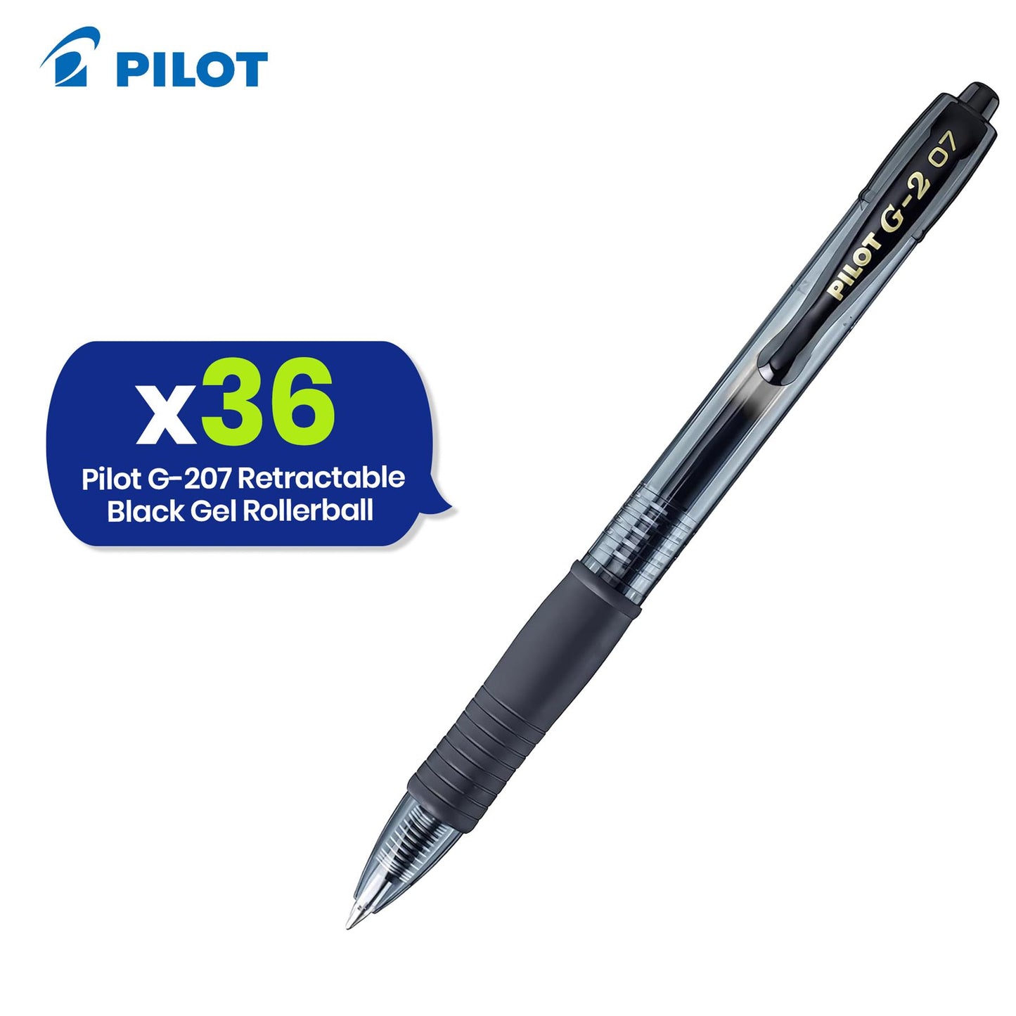 Pilot G-207 Rollerball - 0.4mm Tip Black Writing Pen, Retractable Biro for Notes