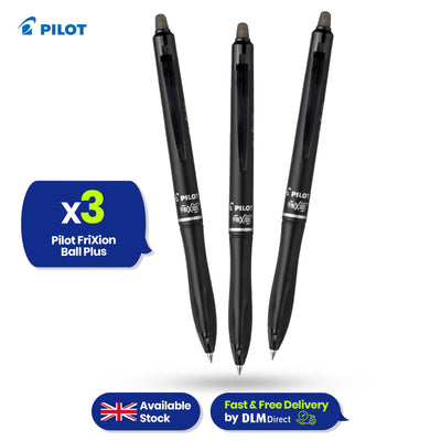 Pilot Frixion Ball Plus Erasable Pens 0.7mm Pack of 3 Smooth Writing Ink