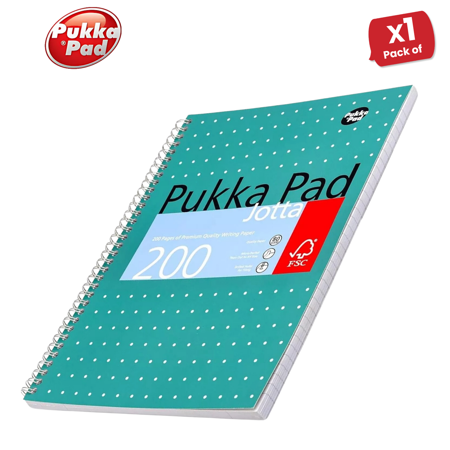 Pukka Pad A4+ Metallic Jotta Notebook, Green Wirebound, 200 Pages 80gsm