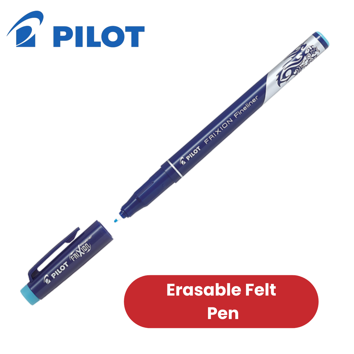 Pilot FriXion Erasable Fineliner Light Blue Single Pen 1.3mm Writing Felt Tip