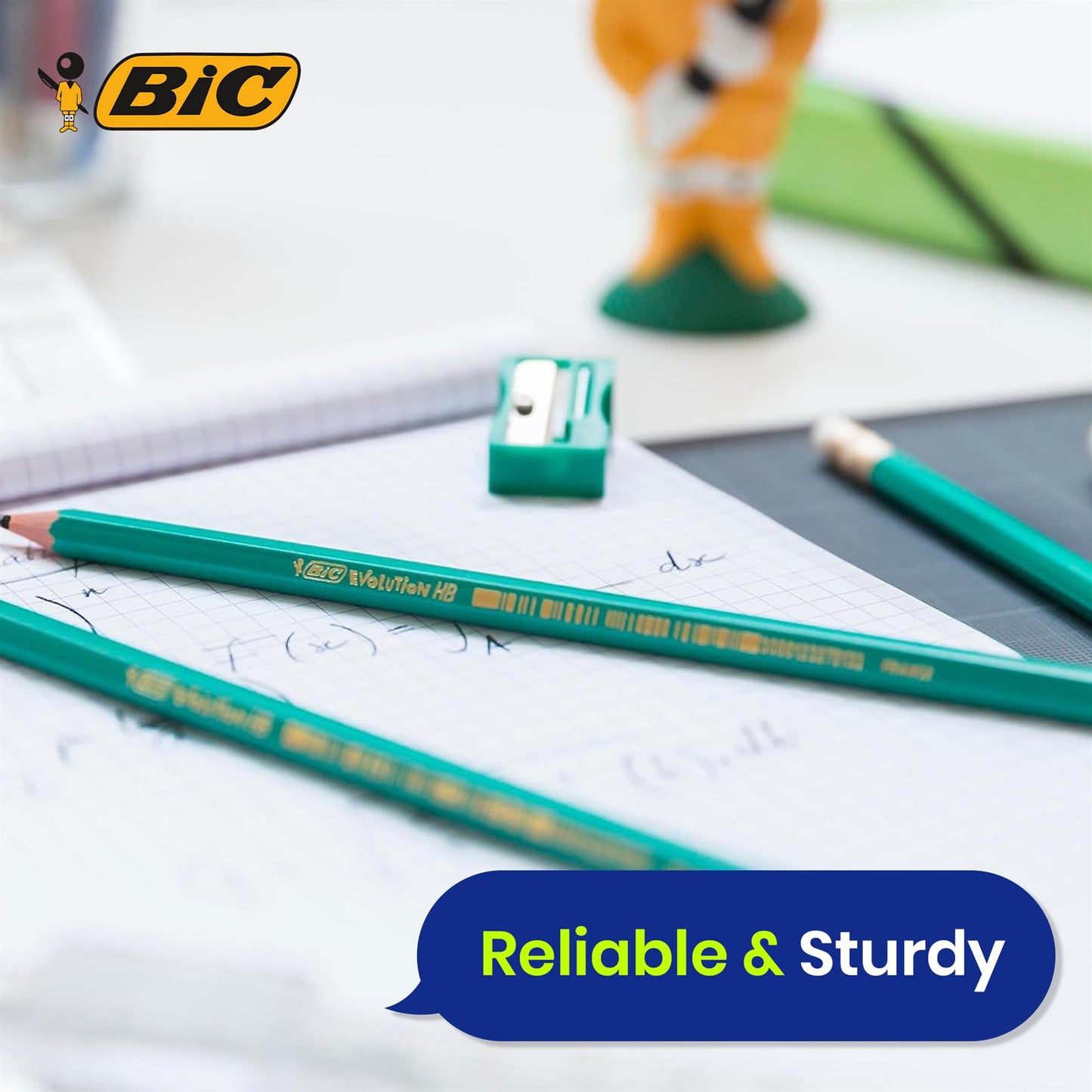 BIC Evolution Original, Erasable HB Graphite Pencils with Eraser - Pack of 8