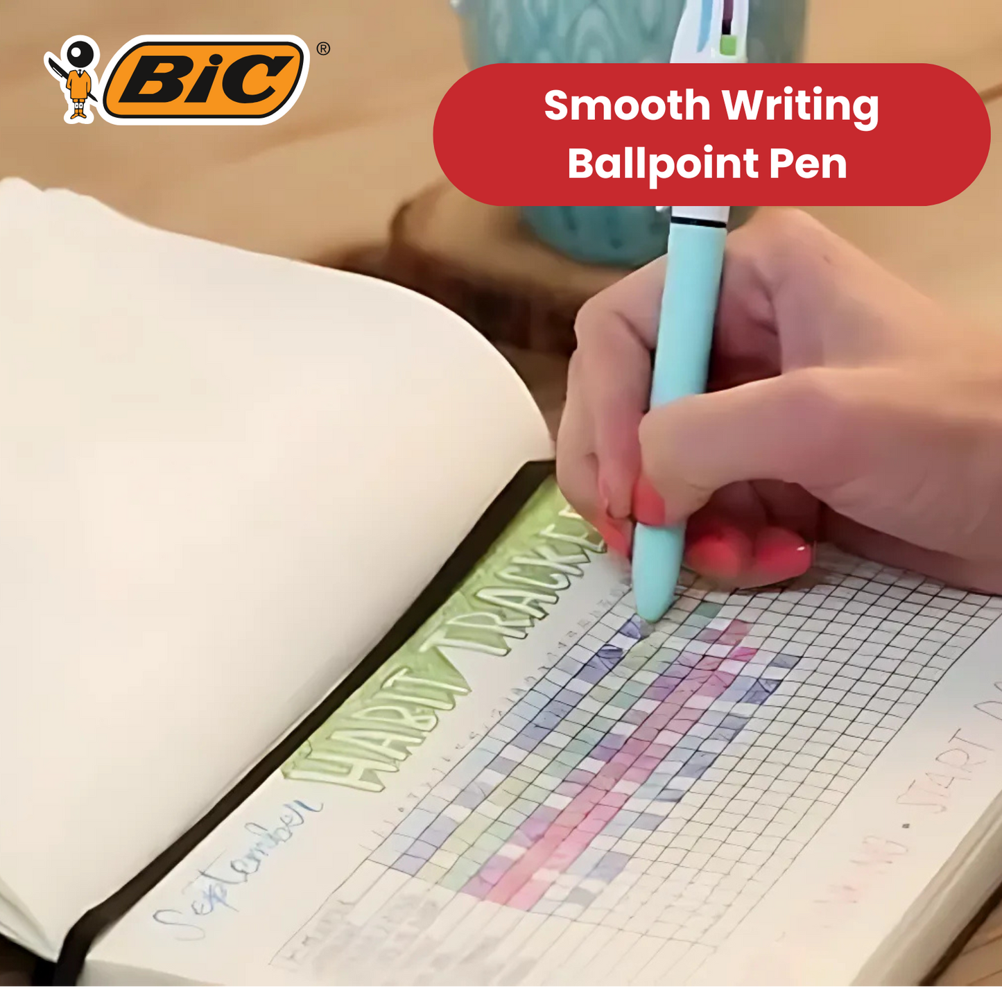 BIC 4 Colours Fun Ballpoint Pen Assorted Inks for Writing and Drawing