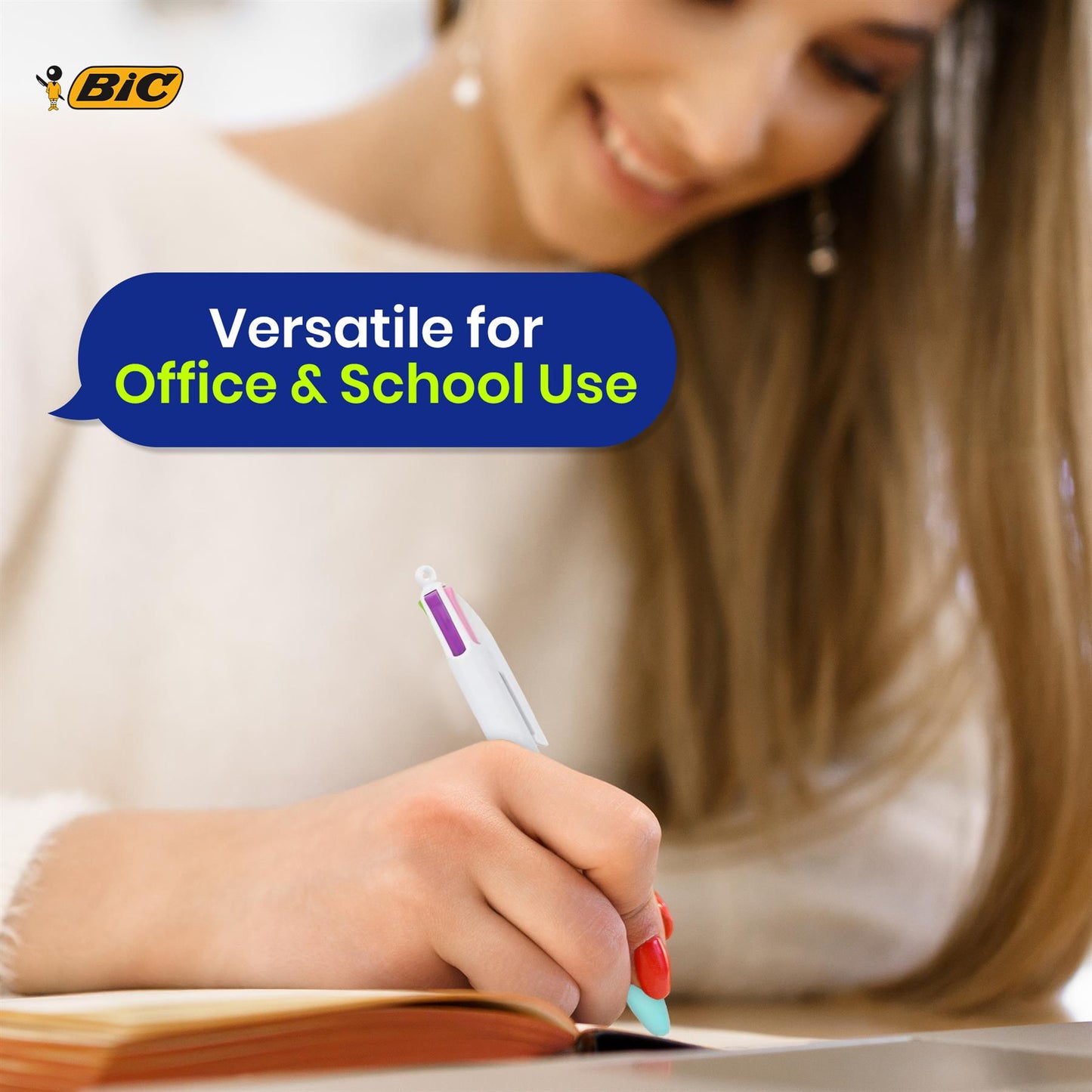 BIC 4 Colour Pens Pack of 3 Sun Shine Silver and Fun with 10 Ink Colours