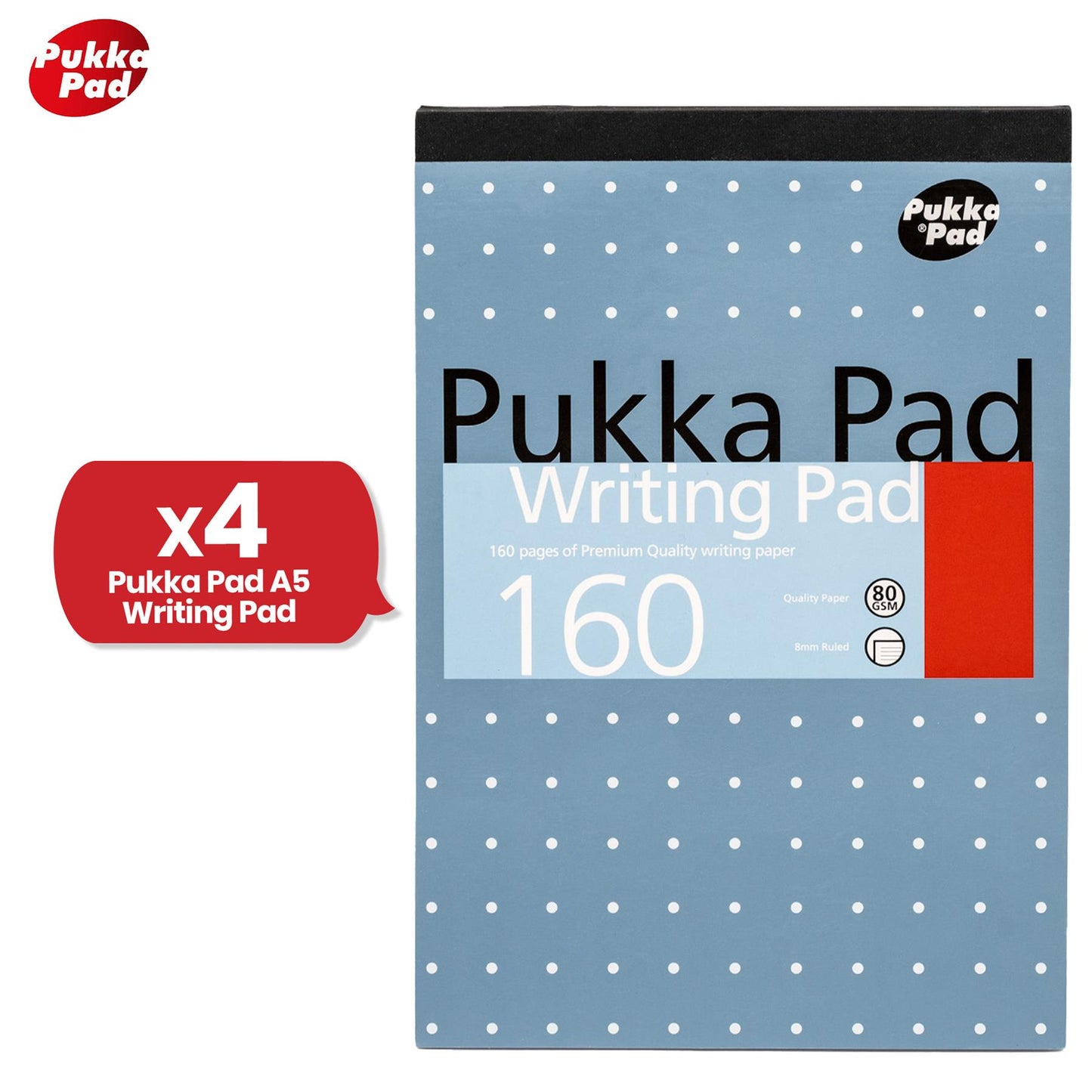 Pukka Pad Writing Pads � 160 Pages Journaling Pad, A5 80 GSM Paper Study NoteBook for Taking Notes