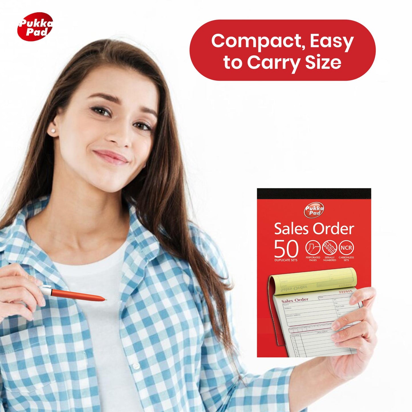 Pukka Pad Order Book - Paper Duplicate NCR Receipt, Carbonless Pad for Business
