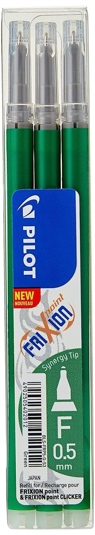 Refill for Frixion Point/FriXion Point Clicker Erasable Rollerball - Blister Pack of 3 - Green - Pack of 1 - Pack of 1 to 36