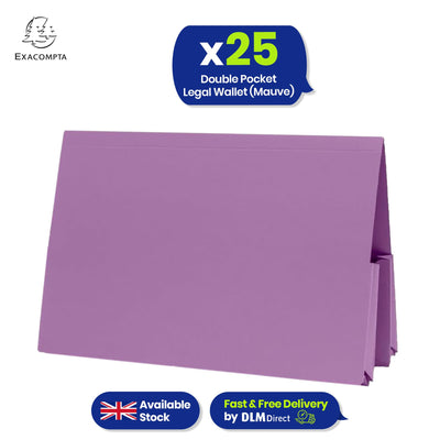 Exacompta Guildhall Mauve Foolscap 315gsm Heavyweight Manilla Double-Pocket Document Wallet,pack of 25
