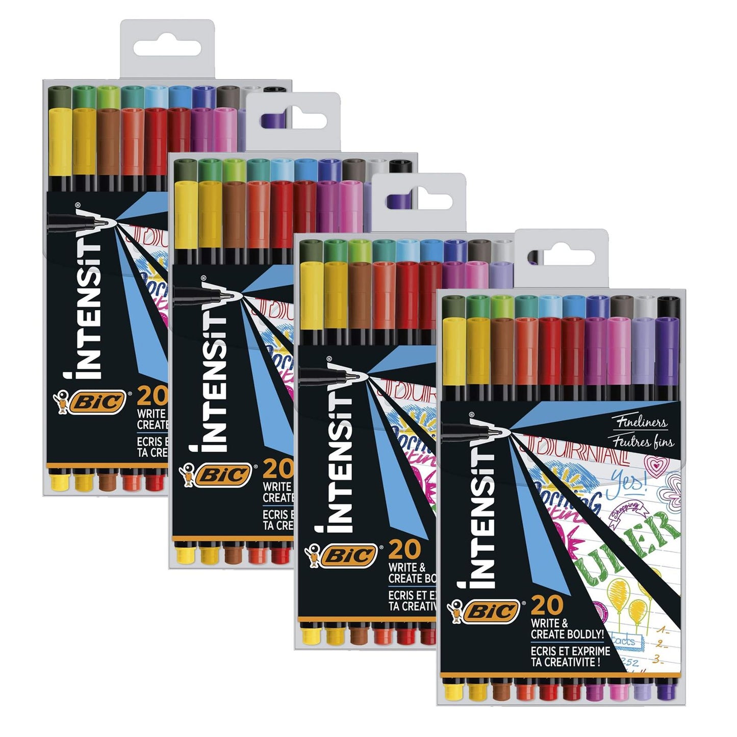 Bic Intensity Fine Tip Pens - Assorted Colours - Pack of 20