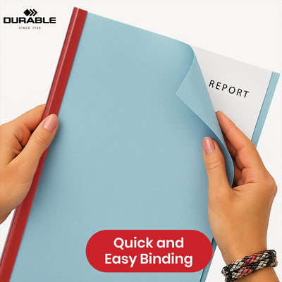 Durable Red Spine Bars - A4 Plastic Slide Binder, 6mm Strip Paper Binder for Work (Pack of 100)