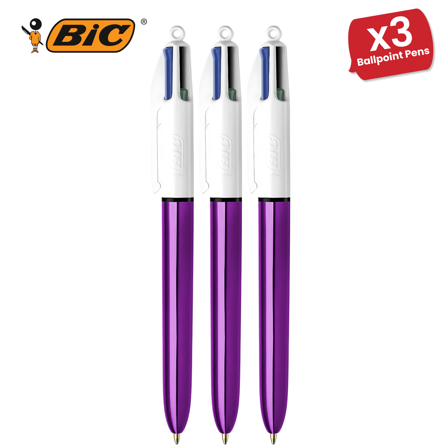 Bic 4 Colour Shine - Purple - Single Pen