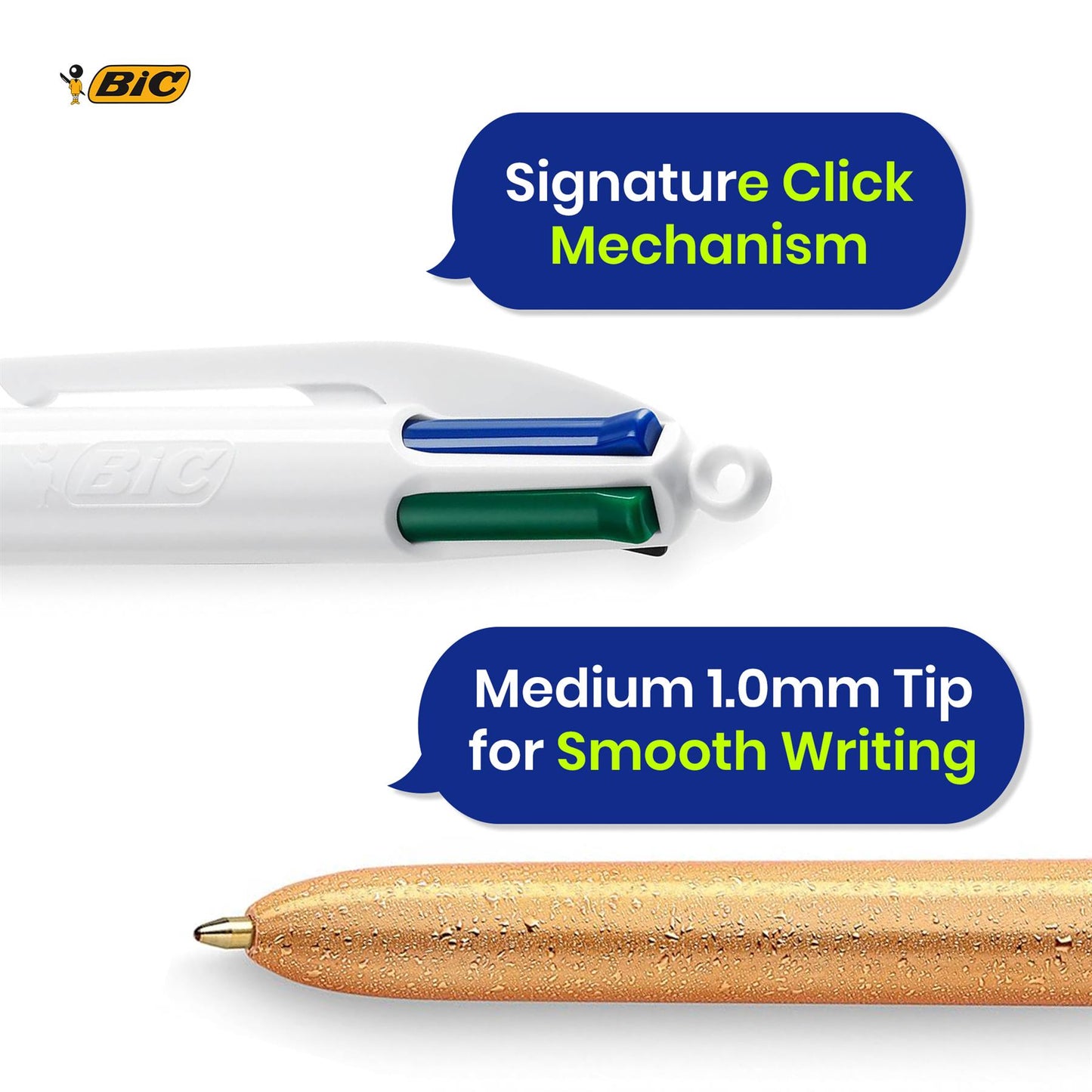 BIC 4 Colours Shine & Party Pens Pack of 5 with 4 Ink Colours in One