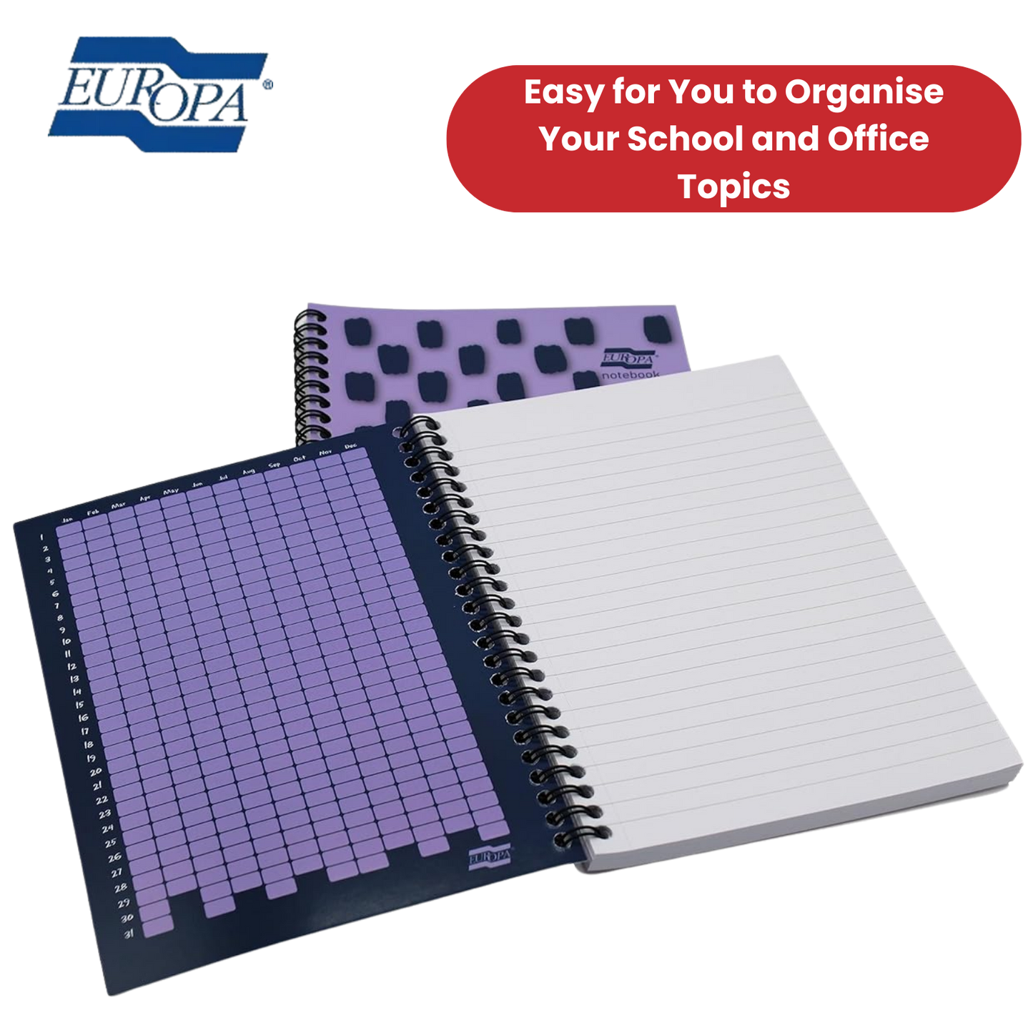 Europa Splash A5 Notepad Wirebound 160 Pages 80gsm FSC Paper Punched Purple