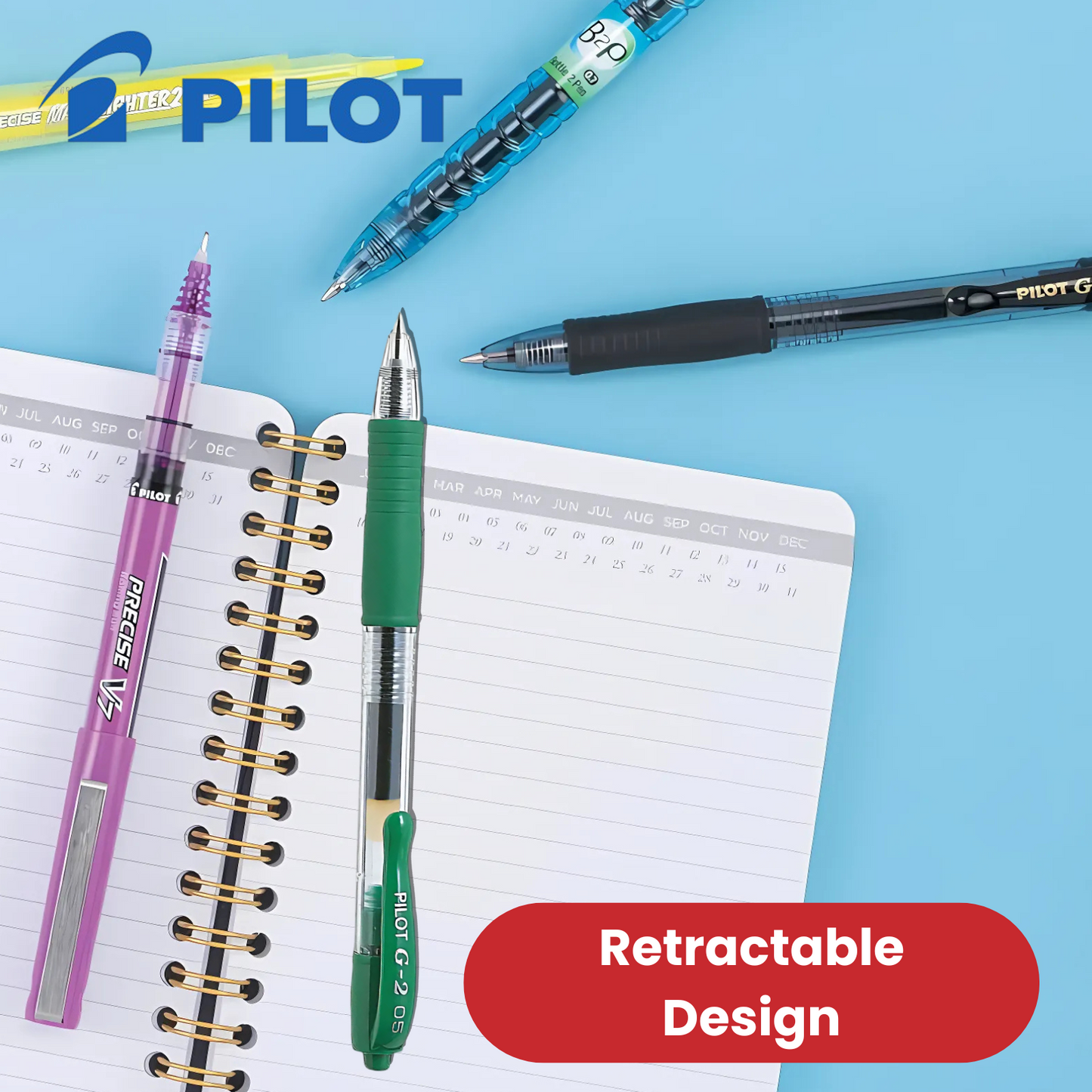Pilot G2 05 Fine Point Green Single Pen to Multi Pens Office, School & Home Use