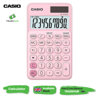 Casio SL-310UC-BU-S-EC Pink Pocket Calculator 10-Digit Dual Power Multipacks