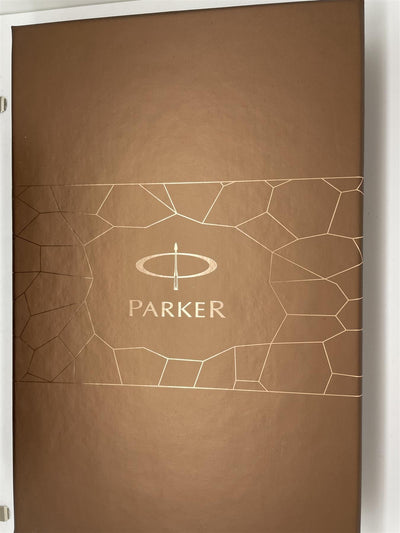 PARKER SONNET 13 SET BROWN RUBBER P GOLD TRIM BALLPOINT & ROLLERBALL SET