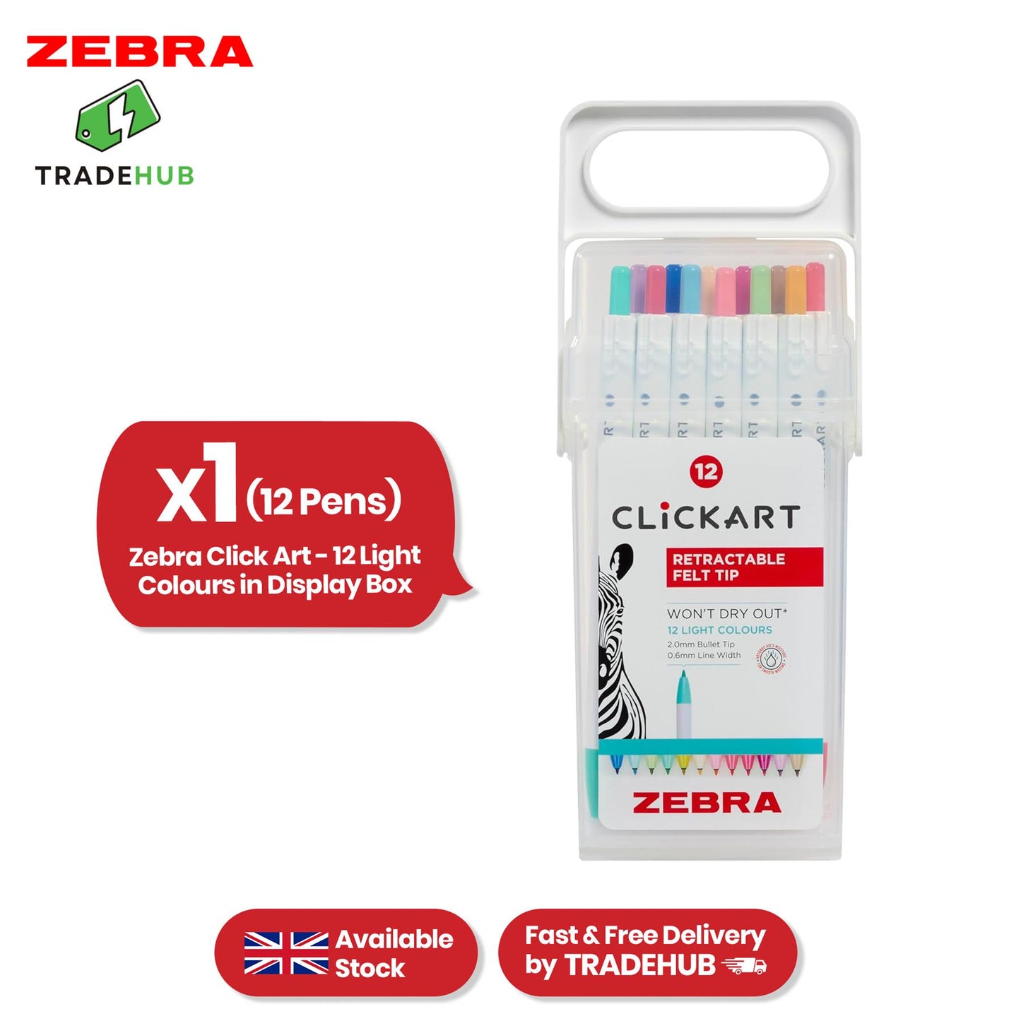 Zebra Clickart Ballpoint Retractable Bullet Tip Pen for Journaling & Drawing