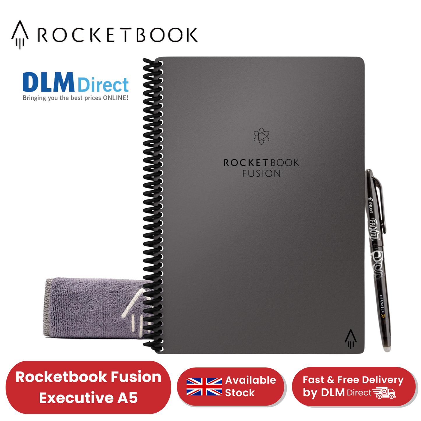 Rocketbook Fusion Executive A5 - Dotted Paper - Black