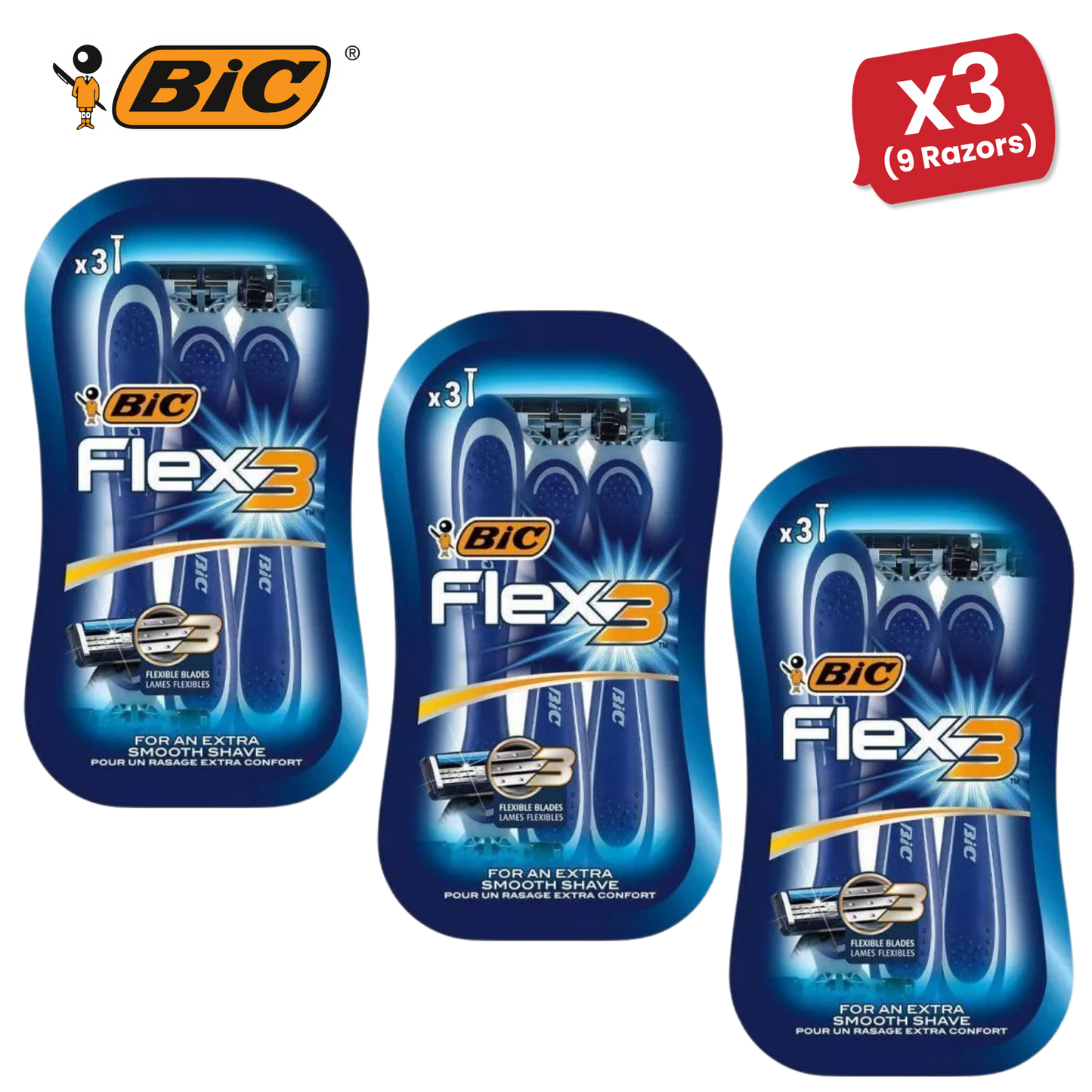 BIC Flex 3 Comfort Disposable Razors - Pack of 3