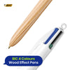 BIC 4-Colour Wood Effect Pens Pack of 12 Retractable Medium Point for Office School Home