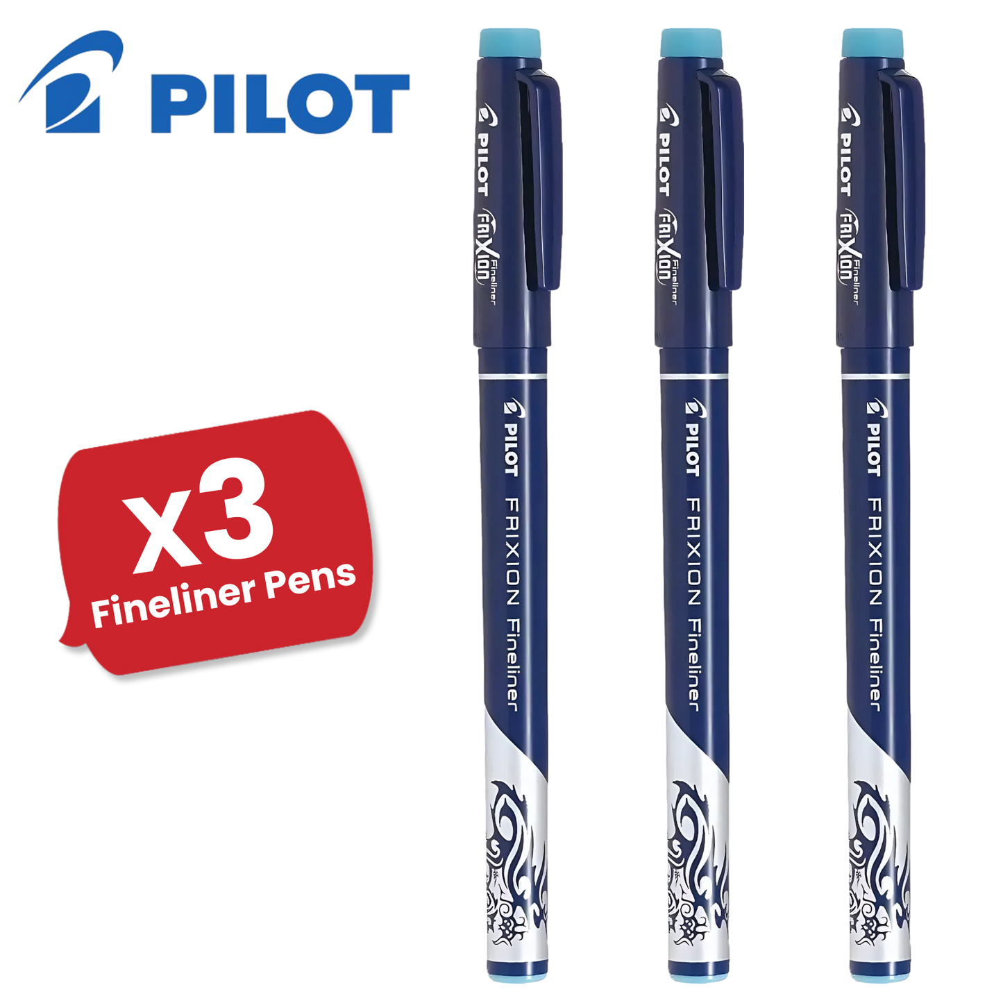 Pilot FriXion Erasable Fineliner Light Blue Single Pen 1.3mm Writing Felt Tip