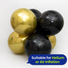 Black and Gold Balloons 12 Inch Pack of 6 Latex Party Balloons for Elegant Decorations