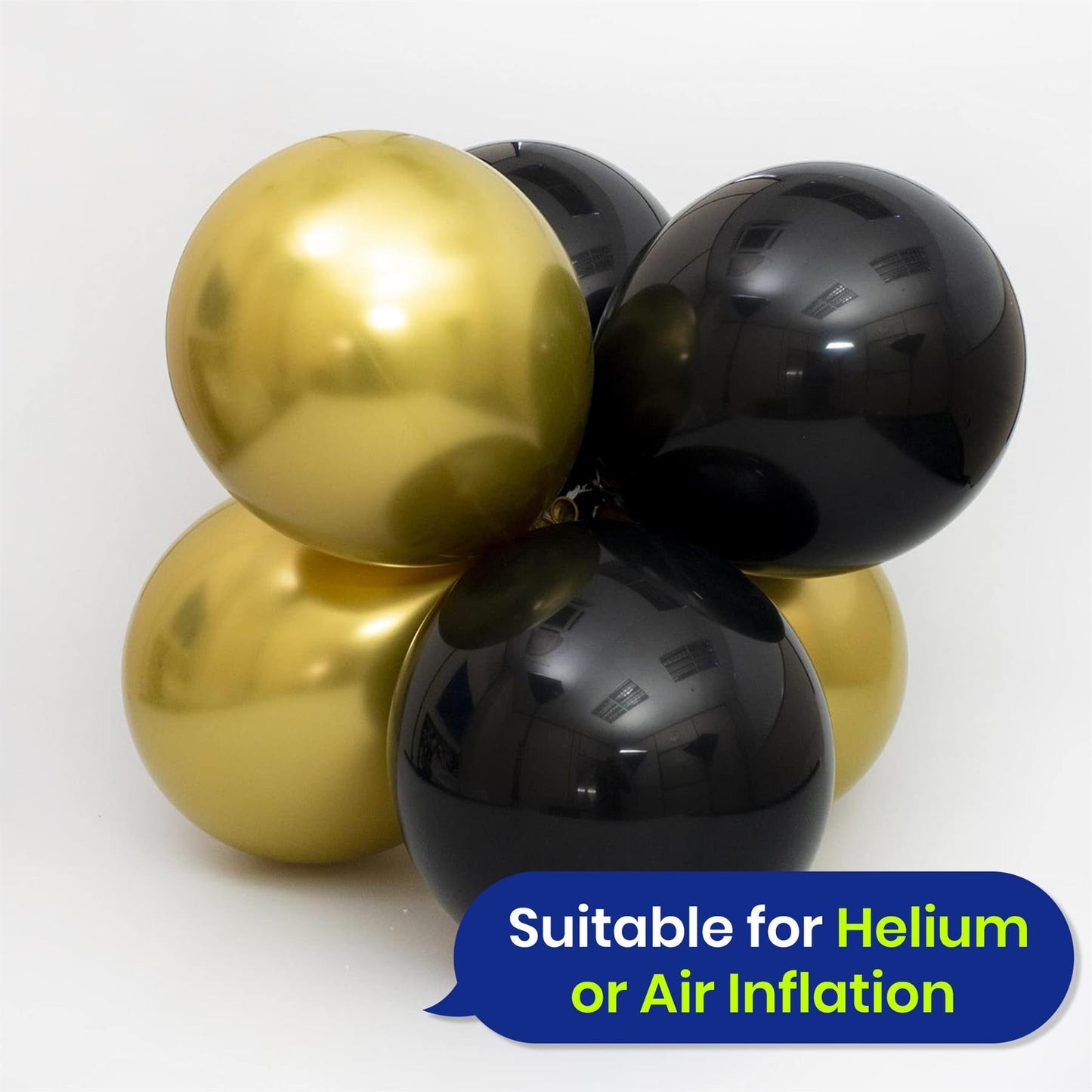 Black and Gold Balloons 12 Inch Pack of 6 Latex Party Balloons for Elegant Decorations