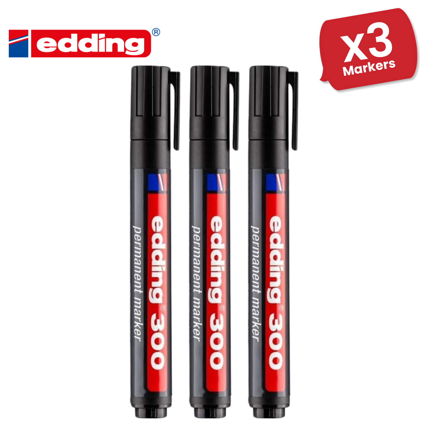 Edding 300 Permanent Marker Bullet 1.5-3mm Black - Single - 1 to 30 Packs