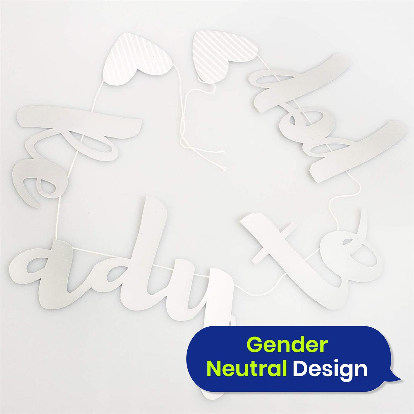 Ready to Pop Baby Shower Banner 1.5m Silver Foil Gender Neutral Baby Bunting Décor