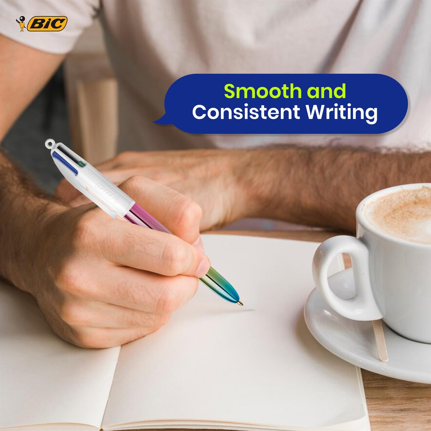 BIC 4-Colour Gradient Pens Pack of 3 Retractable Medium Point for Office School Home
