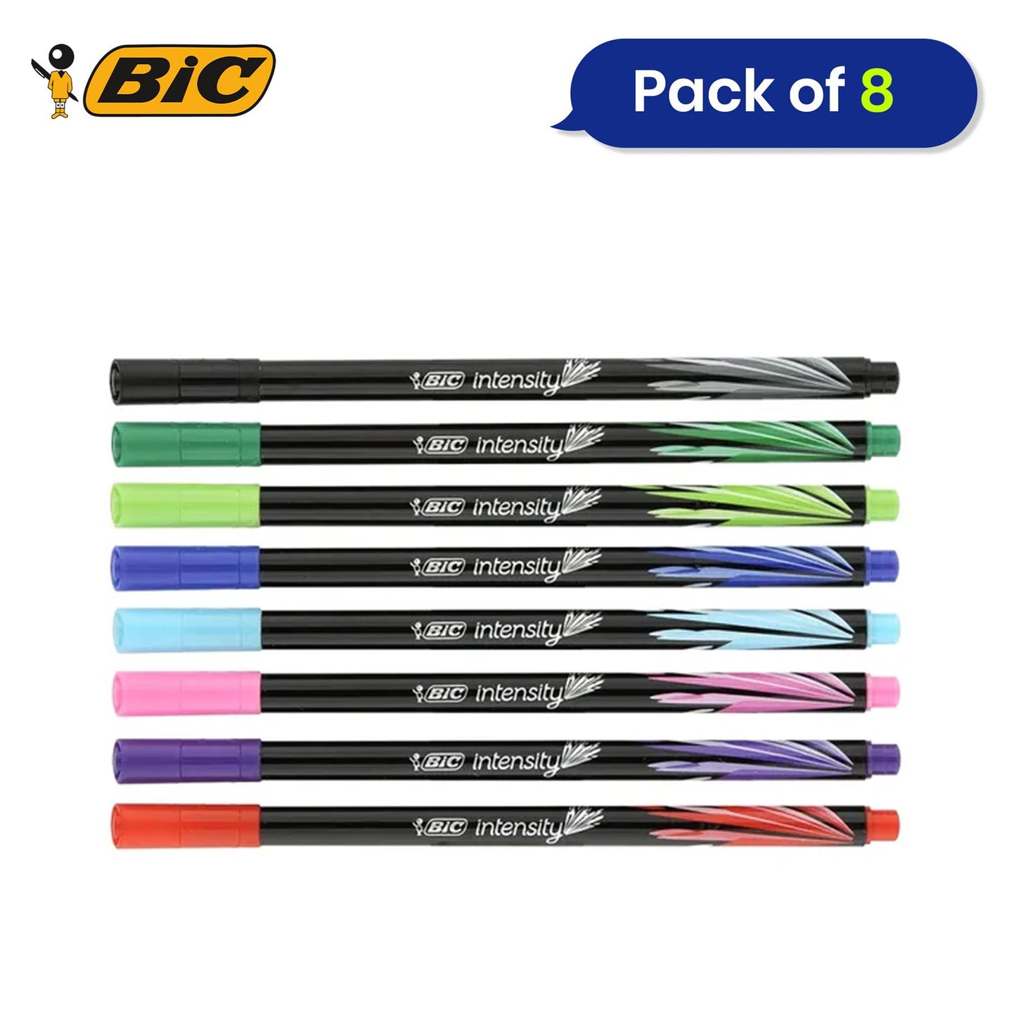 BIC Intensity Fine Felt Tip Pens Fine Point Assorted Colours - Pack of 8