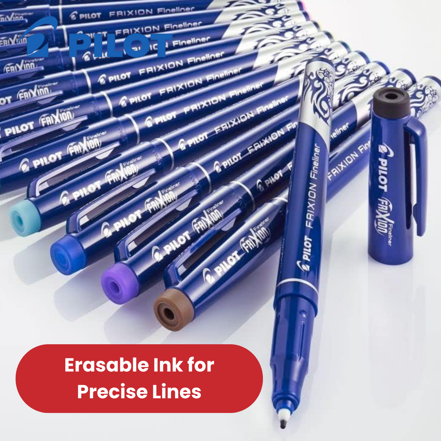 Pilot Frixion Fineliner Black Pen - Smooth, Erasable Ink for Precise Lines