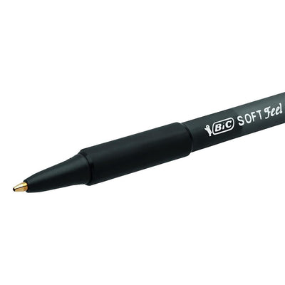 BIC Soft Feel Click Grip Ballpoint Pens, 1.0 mm Retractable Point, Black, pack of 15
