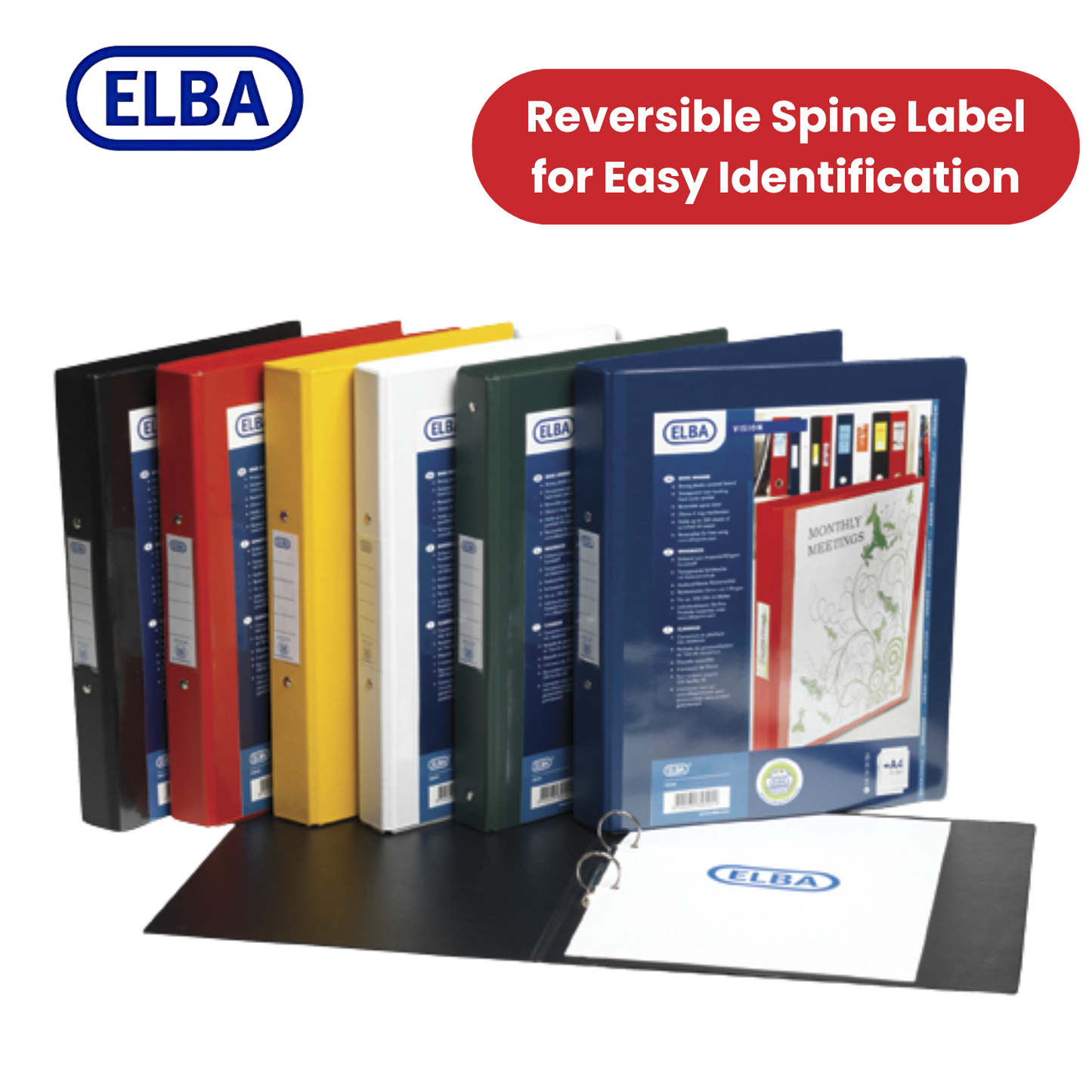 ELBA VISION 2-RING BINDER A4 25MM BLK - 1 to 5 Packs