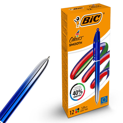 BIC 4-Colour Smooth Gradient Pens Pack of 12 Medium Points for Office & Home