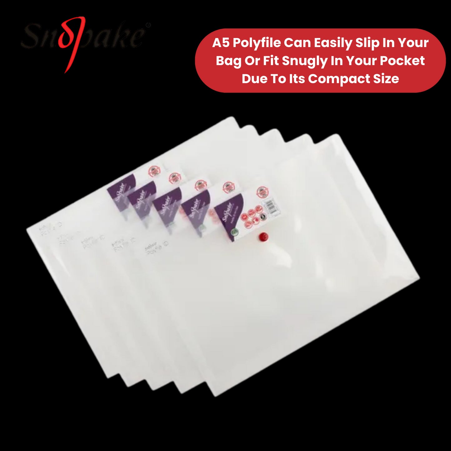 Snopake A5 Clear Polyfile Wallets - Strong & Reliable Document Holders Pack of 5