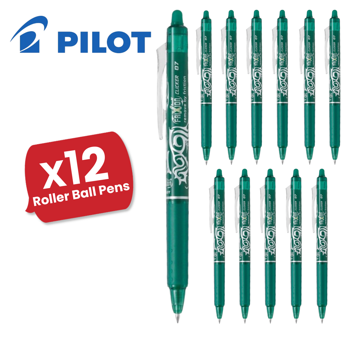 Pilot FriXion Clicker Erasable Gel Rollerball Multiple Pens 0.7mm Tip Line Green