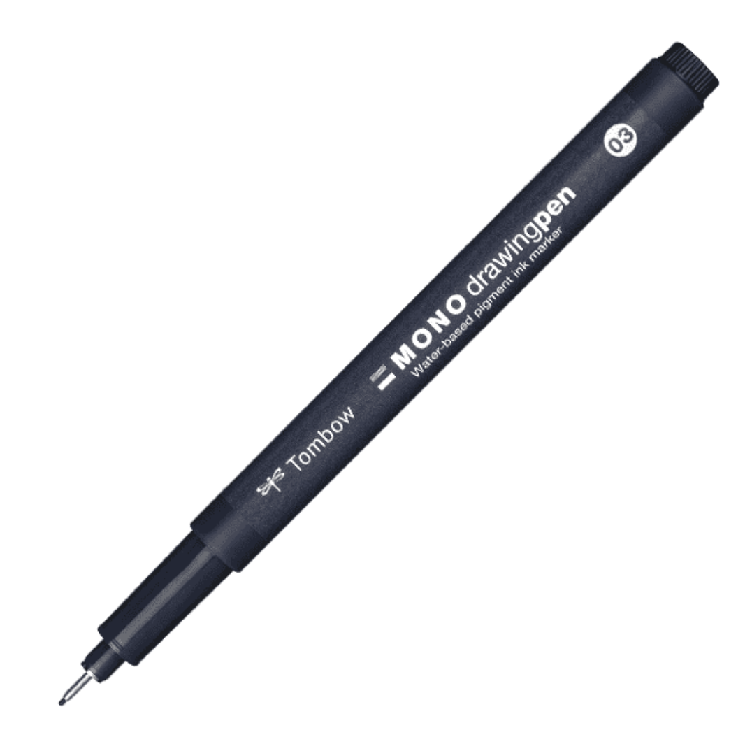 Tombow Mono Fineliner Drawing Pen Black 03 (0.35mm) Pack of 1