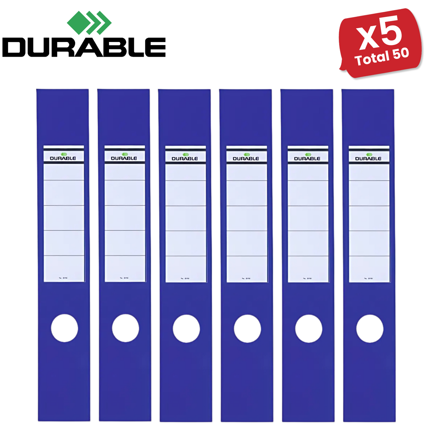 Durable Ordofix Self-Adhesive Spine Labels - Blue - Pack of 10 - 60 mm - 1 to 5