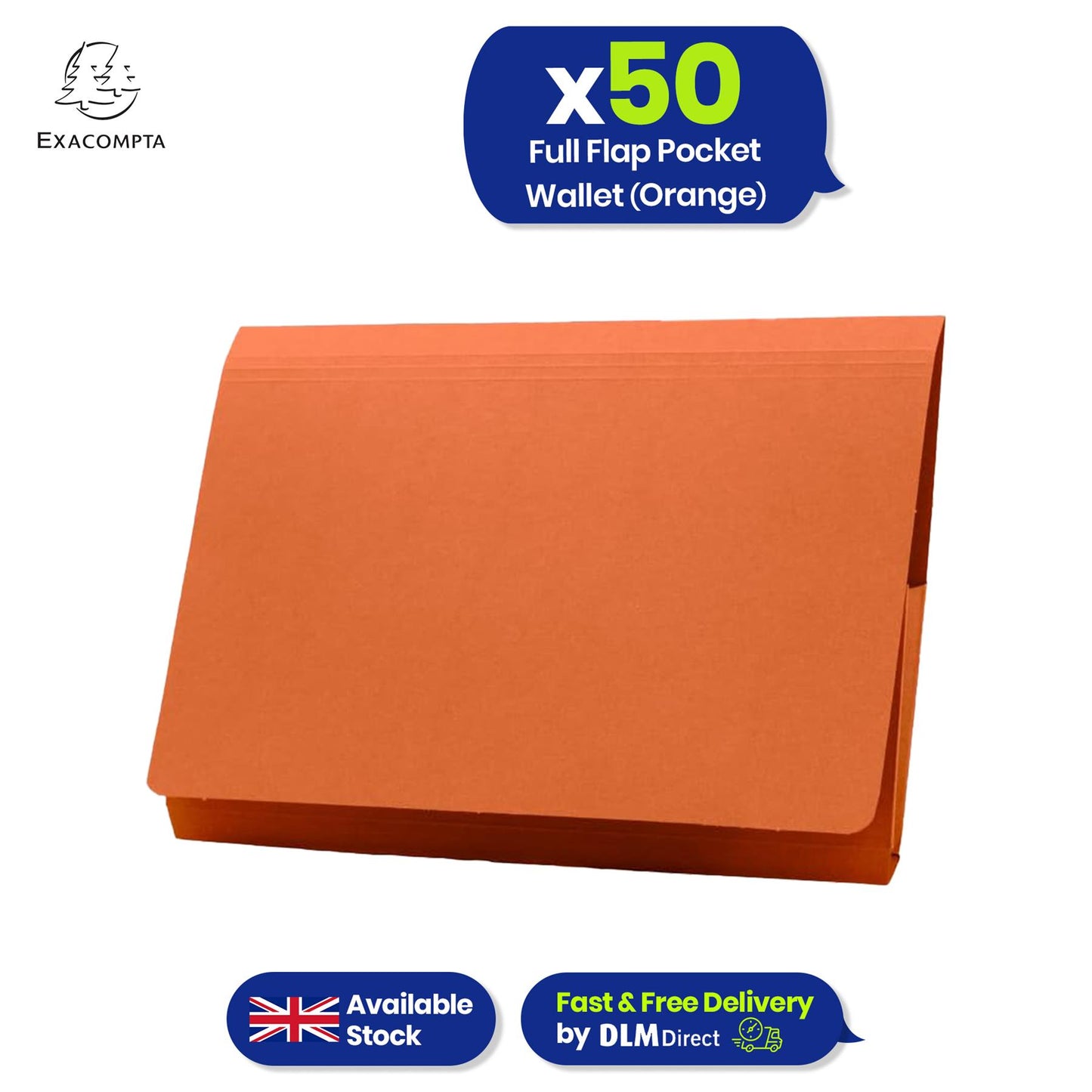 Exacompta Guildhall Orange Full Flap Pocket Wallet - Heavyweight Manilla Document Folder, Pack of 25