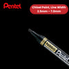 Pentel N860 PERMANENT CHISEL MARKER BLACK - Pack of 12