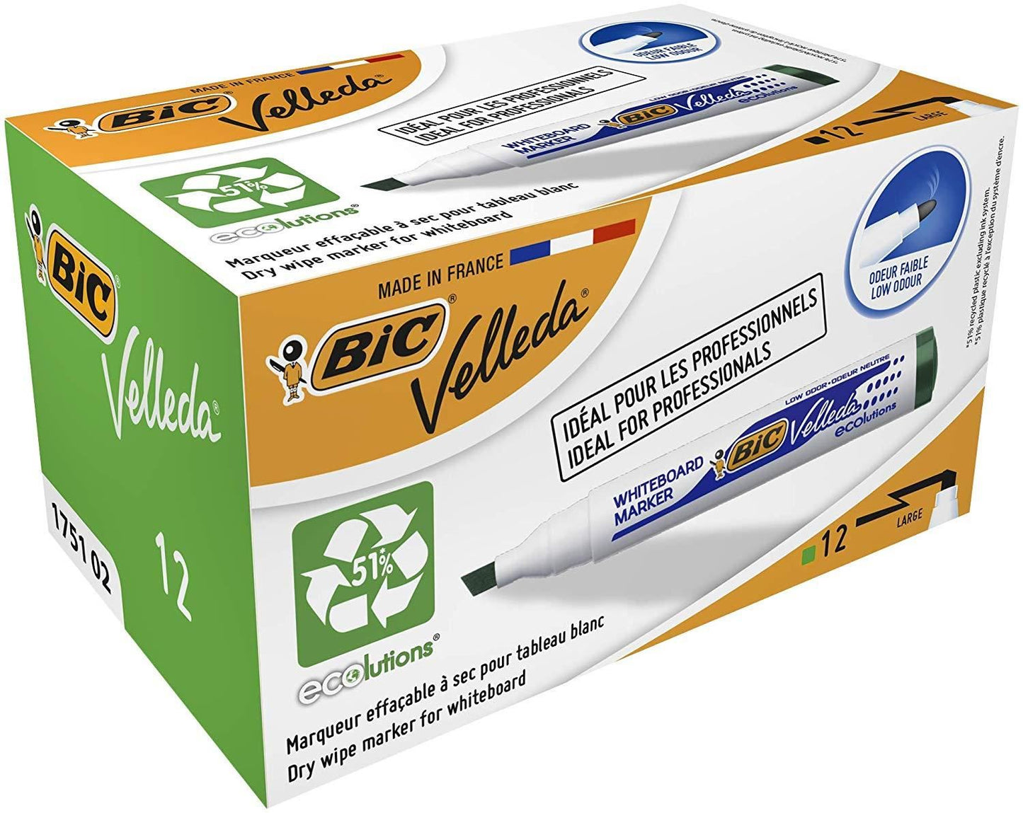 BIC Velleda 1751 ECOlutions Whiteboard Markers Green - Box of 12 - 1 to 5 Packs