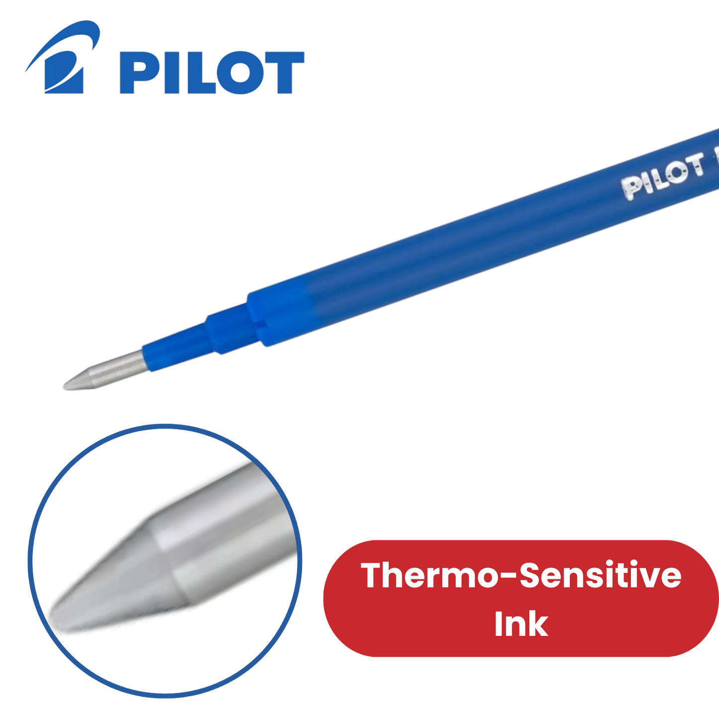 Pilot Frixion Roller Ballpoint Pen Refills 0.7mm Tip Smooth Writing - Blue Ink
