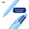 BIC 4-Colour Pastel Pens Pack of 6 Retractable Medium Points for Office School Home