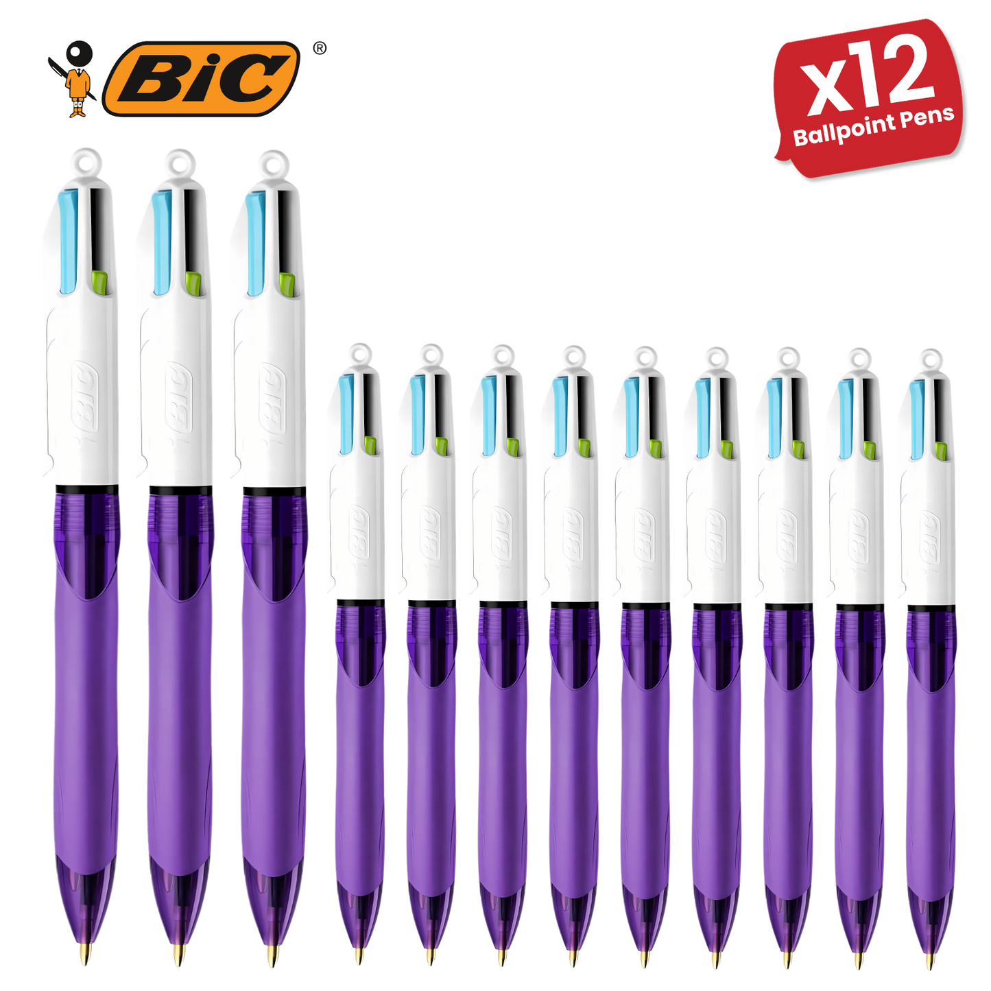 Bic 4-Colours Grip Fashion Ballpoint Pen 1.0mm - Pack of 1