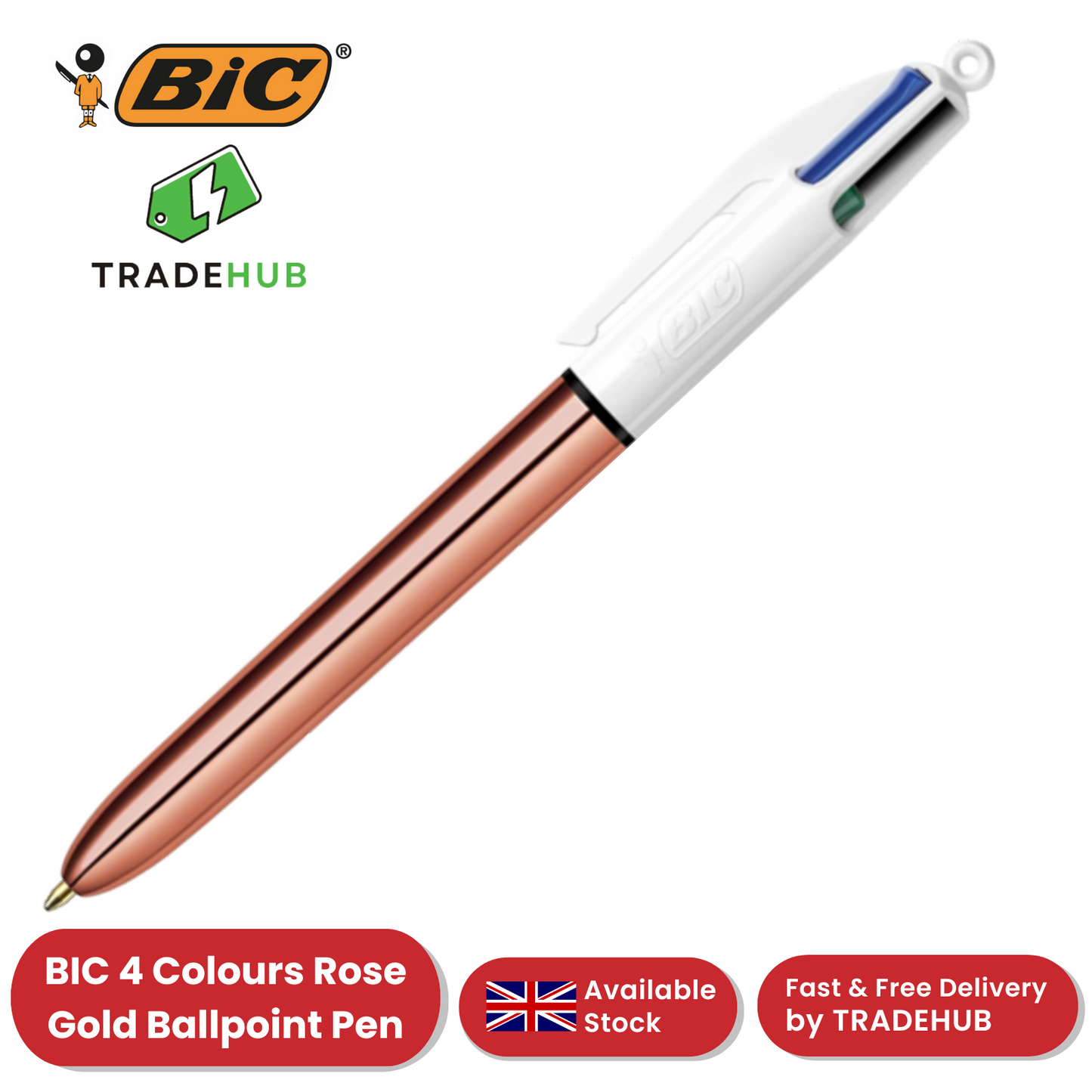 BIC 4 Colour Shine - Rose Gold - Single Pen